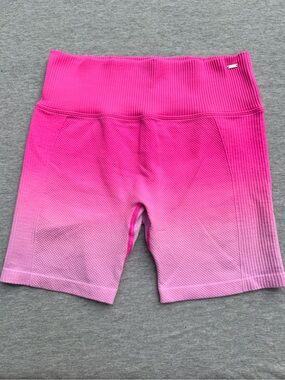 PINK Victoria’s Secret Active Ribbed Ombré Neon Pink High Rise Biker Shorts S